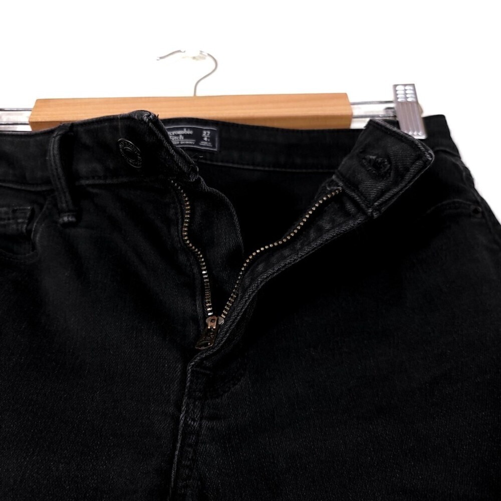 ABERCROMBIE & Fitch Harper Super Skinny Jeans in Distressed Black 27 Y2k Minimal - Picture 12 of 13